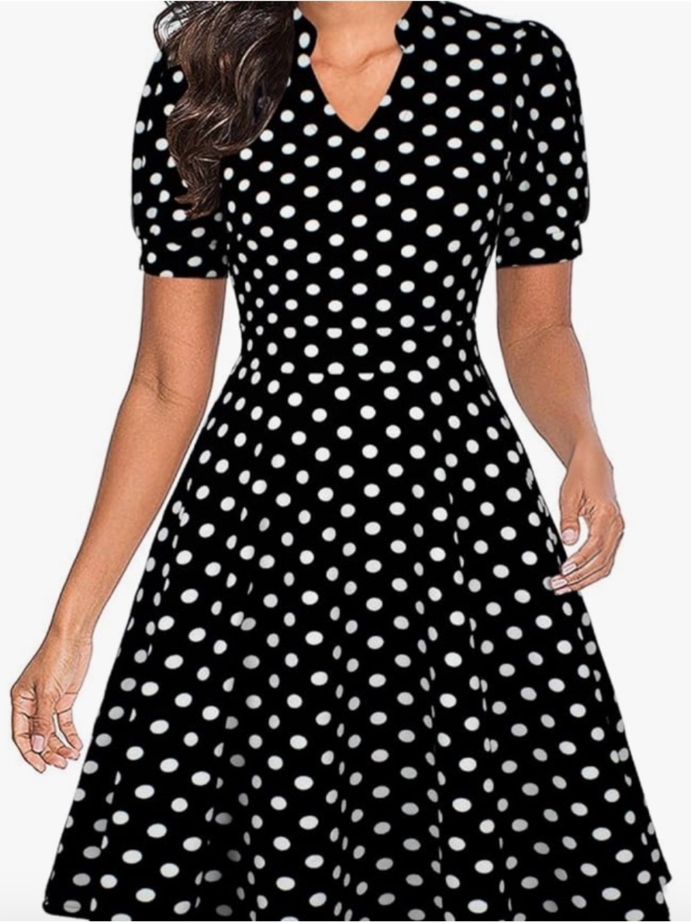 Classic Black and White Polka Dot A-Line Dress